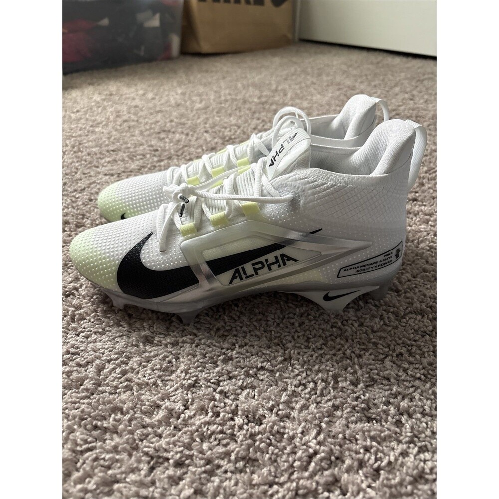 Nike Men's 10.5 Alpha Menace 4 Elite Football Cleats White/Silver FD7036-100 New - Picture 4 of 6